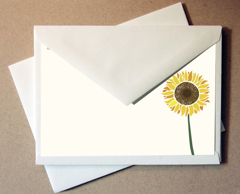 Little Notes by Comptime Sunflower Note Cards (24 Non-foldover Cards and Envelopes) Sunflower Cards - Image 2
